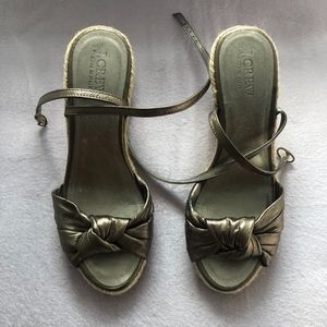 J.Crew Metallic Knot Wedge Sandal